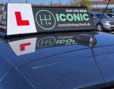 learner driver L plate sign on car roof for driving lessons in Glasgow
